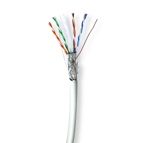 Câble réseau Rotolo | Cat6 | Solide | S / FTP | Câble en cuivre nu | 100,0 m | Intérieur | Round | Lszh | Gris | Boite cadeau