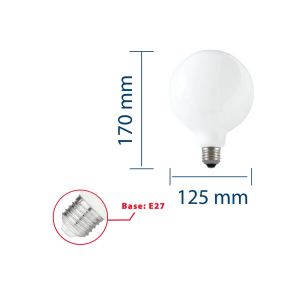 LAMPADINA GLOBO G125 FILAMENTO LED 230V 18W 2500LM 3000K E27 VETRO OPALE