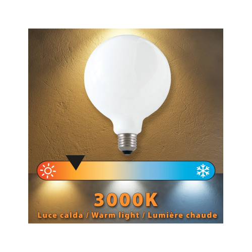 LAMPADINA GLOBO G125 FILAMENTO LED 230V 18W 2500LM 3000K E27 VETRO OPALE