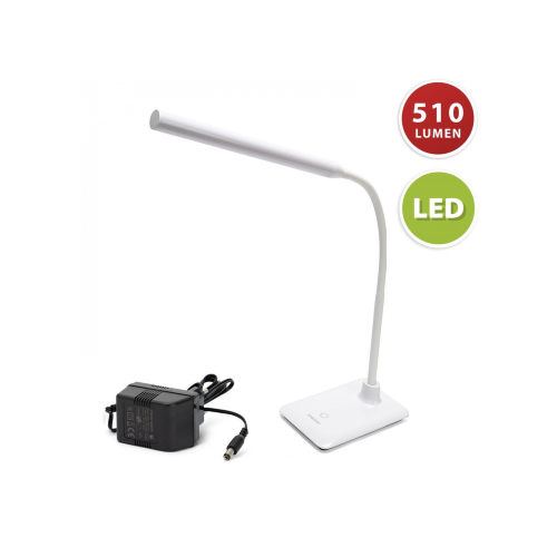 Lampe de table LED 6W blanche avec interrupteur tactile et alimentation