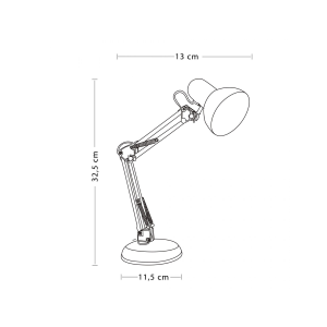 Lampe de table avec E27 Attaque Black double snodo Charleston Modèle