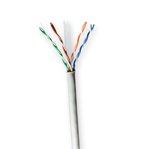 Câble réseau Rotolo | Cat6 | Solide | U / UTP | CCA | 100,0 m | Intérieur | Round | PVC | Gris | Boite cadeau