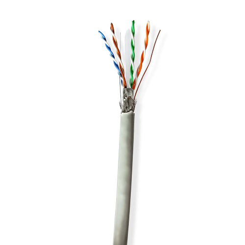 Câble réseau Rotolo | Cat6 | Solide | S / FTP | CCA | 100,0 m | Intérieur | Round | PVC | Gris | Boite cadeau