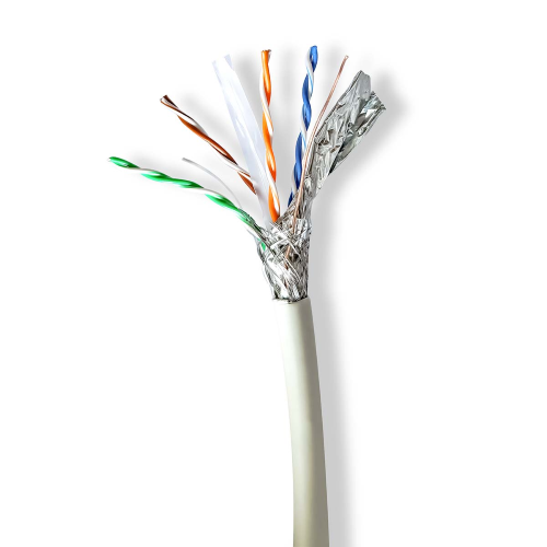 Câble réseau Rotolo | Cat6a | Solide | S / FTP | Cuivre | 100,0 m | Intérieur | Round | Lszh | Gris | Boite cadeau