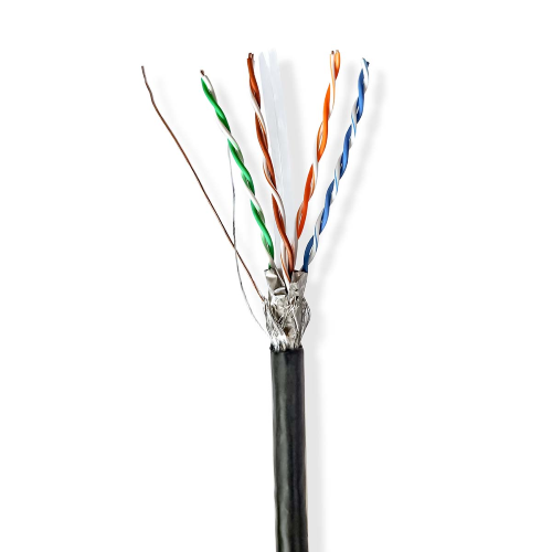 Rotolo network cable | Cat6 | Solid | S / FTP | CCA | 100.0 m | Outdoor | Round | PE | Black | Gift box