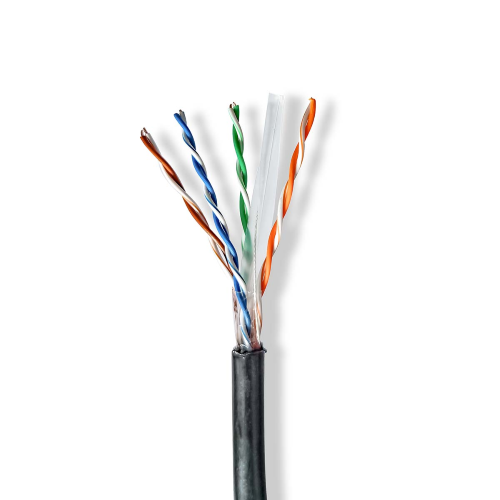 Rotolo -Netzwerkkabel | Cat6 | Solide | U/UTP | CCA | 305,0 m | Outdoor | Runde | Pe | Schwarz | Geschenkbox