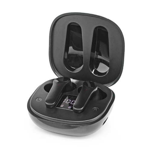 Auriculares completamente inalámbricos | Bluetooth® | Tiempo máximo de reproducción de la batería: 5 horas | Control táctil | Caso de carga | Construido -in micrófono | Cancelación de ruido | Negro