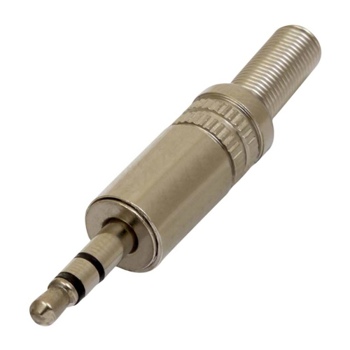 Spina Jack 3.5 Stéréo avec manche en laiton plaqué en nickel et Spring Passcavo Ø 5 mm.