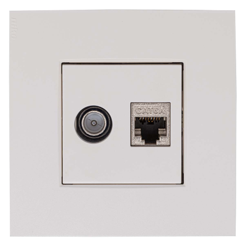 EDB02 CDN Coax TV /Data Rj45 Socket, incl. Placa central y placa de cubierta 9010 Niko, Telenet/Voo