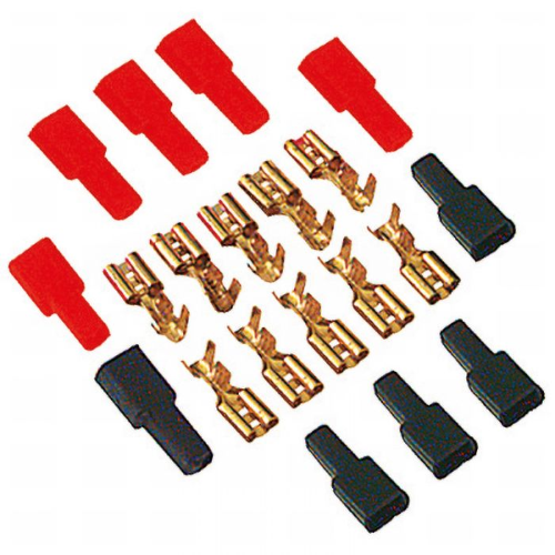 Faston Female Kit Pass 4,8 mm 10pz et CoverFaston 5pz Rossi + 5pz Neri