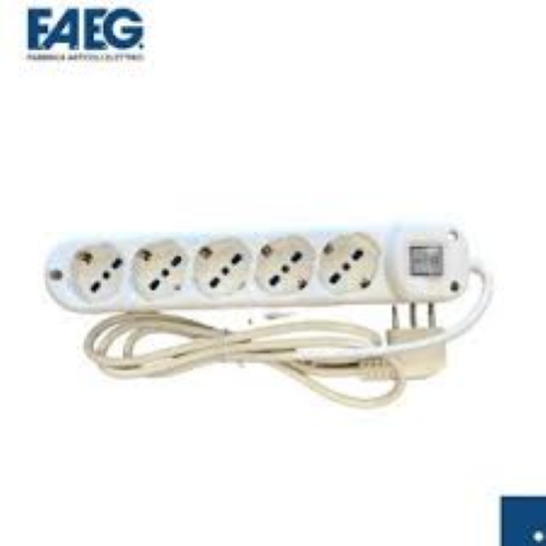 Multipläts 5 bivalente Steckdosen+Schuko 3x1 -Kabel mit int. 1,5 m weiß
