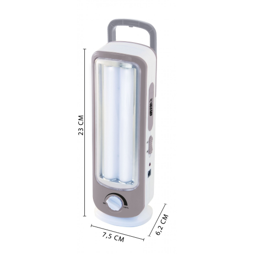 Lámpara de emergencia recargable 2 tuberías LED 300LM