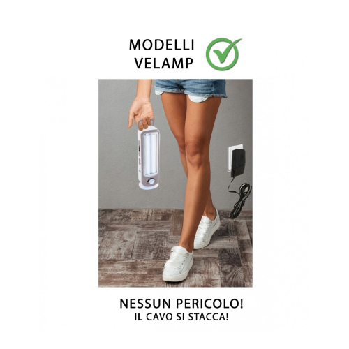 Lámpara de emergencia recargable 2 tuberías LED 300LM