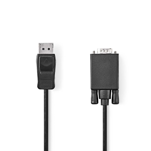 VGA cable | Male Displayport | VGA (M) | Nickel plated | Maximum resolution: 1080p | 1.00 m | Round | PVC | Black | Label