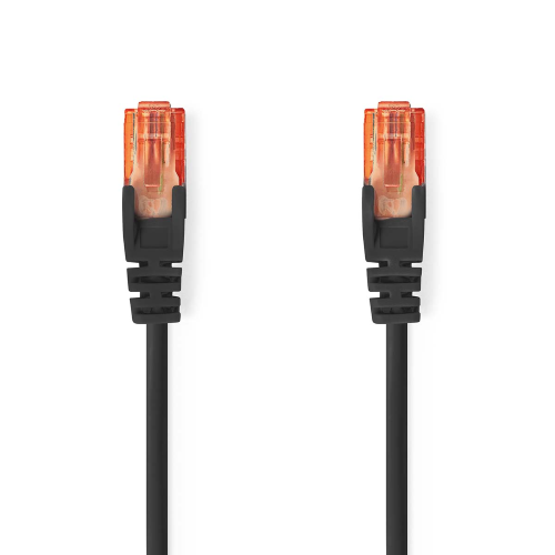 CAT 6 cable | RJ45 male | RJ45 male | U/UTP | 0.30 m | Round | PVC | Black | Label