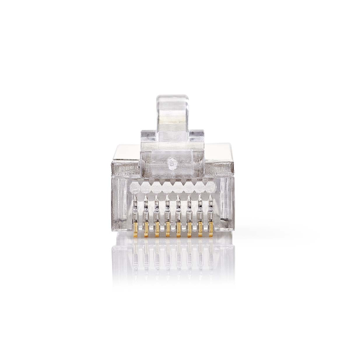 RJ45 connector | Male | Stp cat5 | Straight | Gold plated | 1 pc. | PVC | Transparent | Box