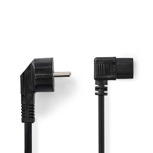 Stromkabel | Deutscher Standard Plug | IEC-320-C13 | Abgewinkelt | Abgewinkelt | Nickel plattiert | 5.00 m | Runde | PVC | Schwarz | Etikett