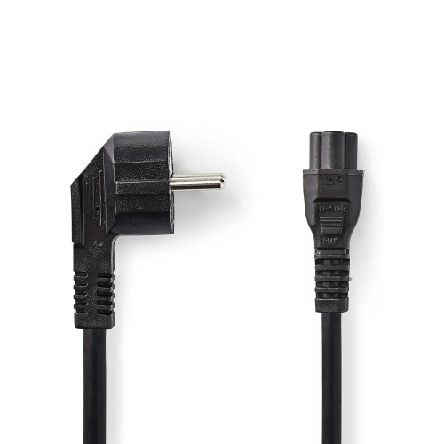 Cable de alimentación | Enchufe estándar alemán | IEC-320-C5 | Ángulo | Recto | Níquel chapado | 5.00 m | Ronda | PVC | Negro | Etiqueta