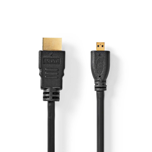 Cable HDMI ™ de alta velocidad con Ethernet | Conector HDMI ™ | HDMI ™ Micro Conector | 4K@30Hz | 10.2 Gbps | 1.50 m | Ronda | PVC | Negro | Etiqueta