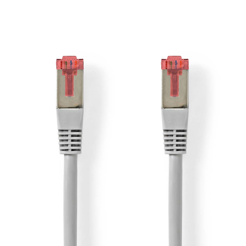 Katze 6 Kabel | RJ45 männlich | RJ45 männlich | SF / UTP | 10,0 m | Runde | PVC | Grau | Etikett