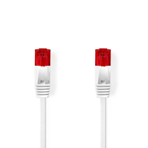 Cavo Cat 6 | RJ45 maschio | RJ45 maschio | U/UTP | 2.00 m | Snagless | Piatto | PVC | Bianco | Label