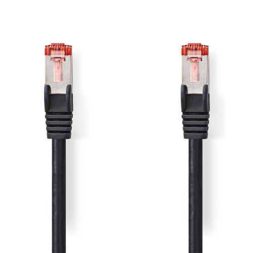 Katze 6 Kabel | RJ45 männlich | RJ45 männlich | S / ftp | 2,00 m | Runde | Lszh | Schwarz | Etikett