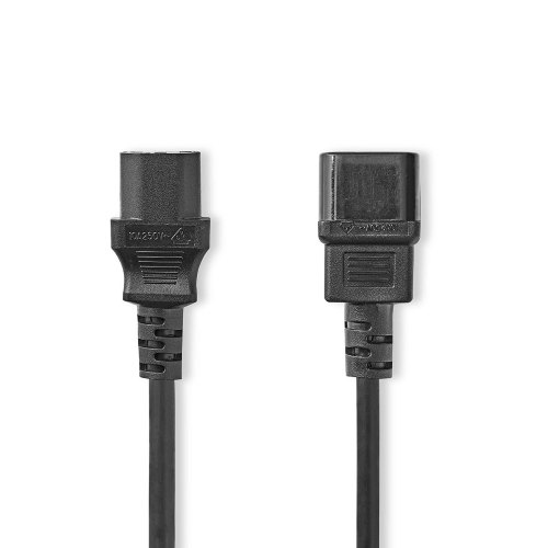 Câble d'alimentation | IEC-320-C14 | IEC-320-C13 | Droit | Droit | Nickel plaqué | 3,00 m | Round | PVC | Noir | Étiquette