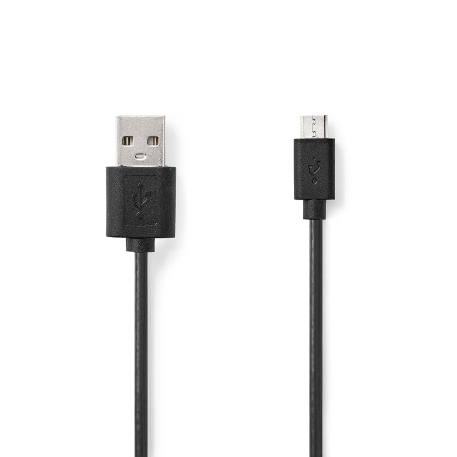 Câble USB | USB 2.0 | USB-un homme | USB micro-b mâle | 480 Mbps | 7,5 W | Nickel plaqué | 1,00 m | Round | PVC | Noir | Étiquette