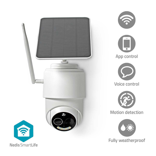 SmartLife für Outdoor -Kamera | Wi-Fi | Full HD 1080p | Pan-Tilt PTZ Control | IP65 | Mas. Akkulaufzeit: 5 Monate | Cloud Storage (optional) / microSD (nicht enthalten) | 5 V DC | Mit Bewegungssensor | Nachtsicht | Weiß
