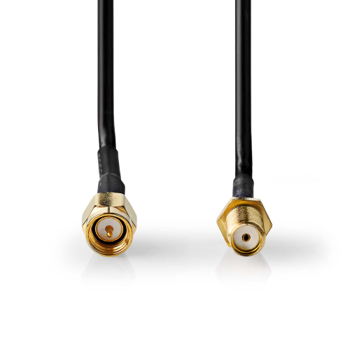 Antenna cable | Male sma | Female sma | Gold plated | 50 Ohm | Single shielded | 3.00 m | Round | PVC | Black | Box
