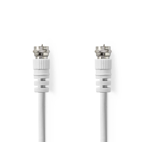 Câble satellite et d'antenne | F MALE | F MALE | Nickel plaqué | 75 ohm | Double écran | 2,00 m | Round | PVC | Blanc | Étiquette
