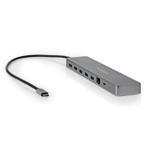 Adattatore Multi-Porto USB | USB 3.2 Gen 1 | USB-C™ Maschio | Micro SD / RJ45 Femmina / SD / 2x HDMI™ / 2x USB-C™ / 3x USB-A Femmina | 0.40 m | Tondo | Placcato oro | TPE | Antracite | Scatola