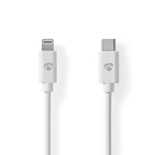 Blitzkabel | USB 2.0 | 8 -Pin Apple Lightning Connector USB-C ™ Männlich | 480 Mbit / s | Nickel plattiert | 2,00 m | Runde | PVC | Weiß | Etikett