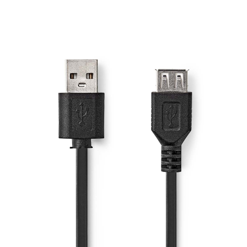 Cavo USB | USB 2.0 | USB-A Maschio | USB-A Femmina | 480 Mbps | Placcato nickel | 1.00 m | Tondo | PVC | Nero | Scatola