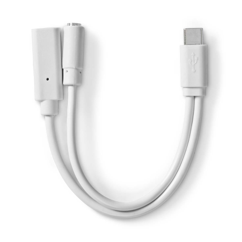 Adaptador USB-C ™ | USB 2.0 | USB-C ™ Hombre | USB-C ™ hembra / 3.5 mm de hembra 0.10 m | Ronda | Níquel chapado | PVC | Blanco | Caja