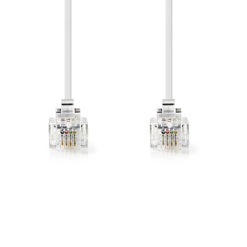 Telekommunikationskabel | RJ11 männlich | RJ11 männlich | 10,0 m | Designkabel: Platte | Plakatur: Gold plattiert | Kabeltyp: RJ11 | Weiß
