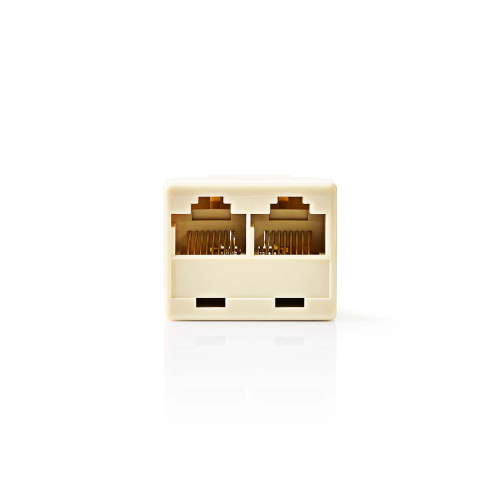 Splitter du réseau pour les télécommunications | RJ45 Femme | 2x RJ45 Femme | Nickel plaqué | Ivoire | PVC | Boîte