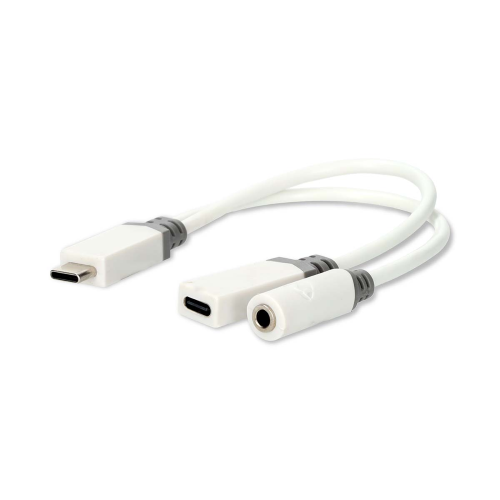 USB-C ™ adapter | USB 2.0 | USB-C ™ male | USB-C ™ female / 3.5 mm female 0.10 m | Round | Gold plated | PVC | White | Box