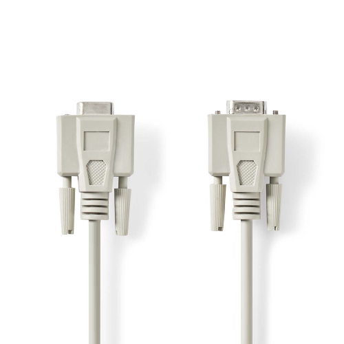 Cable de serie | Macho D-Sub de 9 pines | D-Sub D-Sub de 9 pines | Níquel chapado | 5.00 m | Ronda | PVC | Marfil | Etiqueta