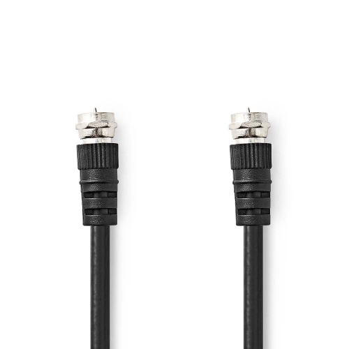 Cable de satélite y antena | F Hombre | F Hombre | Níquel chapado | 75 ohm | Pantalla doble | 1.50 m | Ronda | PVC | Negro | Etiqueta