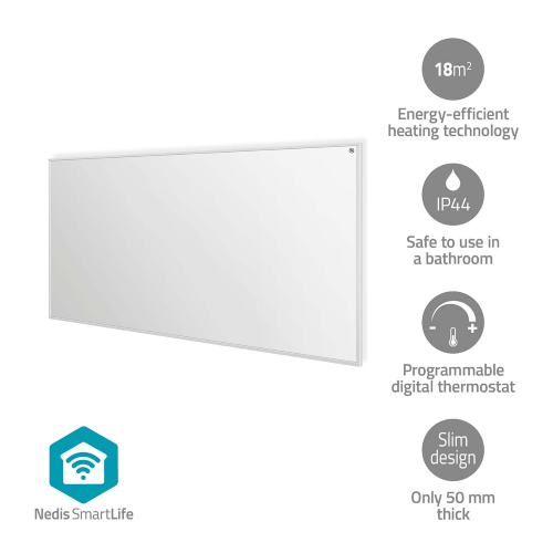 SmartLife infrared heating panel | 700 W | 1 heat setting | Adjustable thermostat | Remote control | IP44 | White