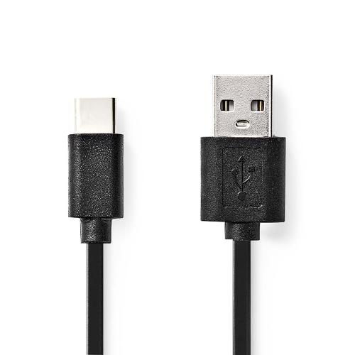 USB -Kabel | USB 2.0 | USB-A-Mann | USB-C ™ Männlich | 15 W | 480 Mbit / s | Nickel plattiert | 1,00 m | Runde | PVC | Schwarz | Etikett