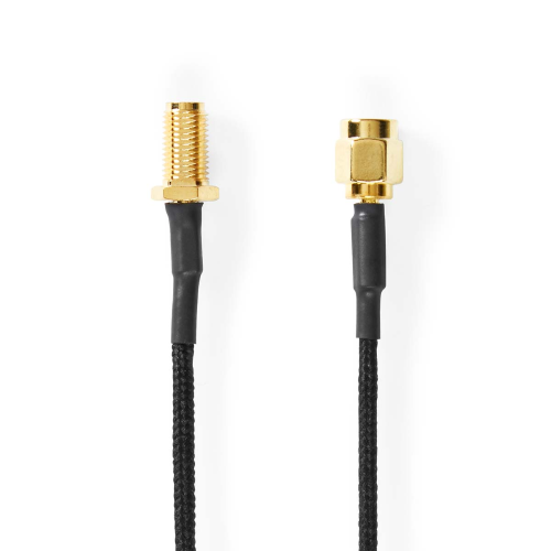 Antenna cable | Female sma | Male sma | Gold plated | 50 Ohm | Single shielded | 0.50 m | Round | BREAKING | Black | Box