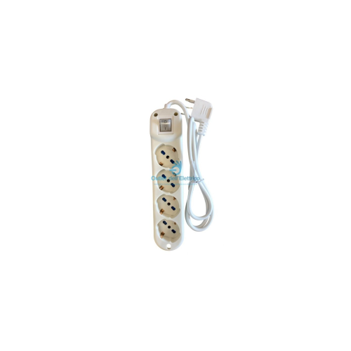 MULTIPRESA 4 PRESE BIVALENTE+SCHUKO CAVO 3X1 CON INT. 3mt BIANCA