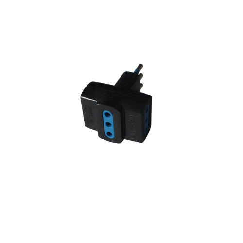 ADATTATORE SPINA 2P+T 10A 2 PRESE 10A+1 SCHUKO NERA