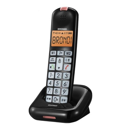 CORDLESS ECO DECT CON TASTI GRANDI - VOLUME ALTO - 100 MEMORIE NERO