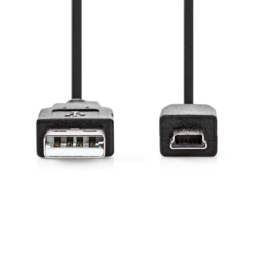USB 2.0 | USB-A Maschio | USB Mini-B 5 pin Maschio | 480 Mbps | Placcato nickel | 2.00 m | Tondo | PVC | Nero | Label