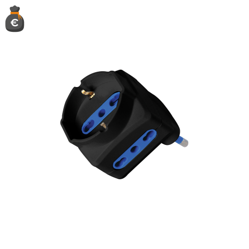 MULTIPRESA 3 POSTI 2 PRESE 10/16A+ 1 UNIVERSALE SPINA 16A NERA