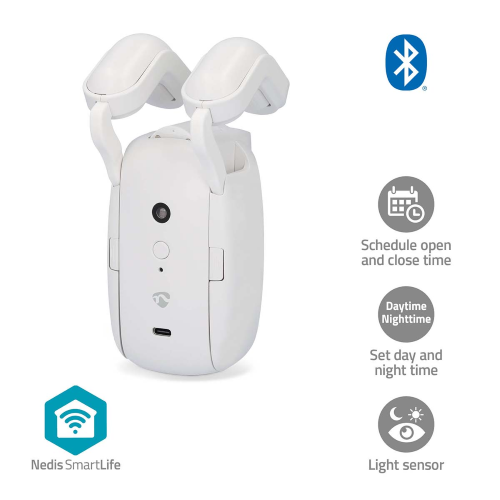 Robot da Tenda | Rotaia Dell'asta | Tende orizzontali | Alimentazione a batteria / Alimentazione a USB | 4000 mAh | Bluetooth® | Bianco