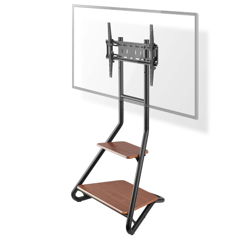 TV Floor Stand | 37 - 75 " | Peso massimo supportato dello schermo: 40 kg | Bauhaus Design | Altezze prestabilite regolabili | Acciaio / MDF | Marrone / Nero